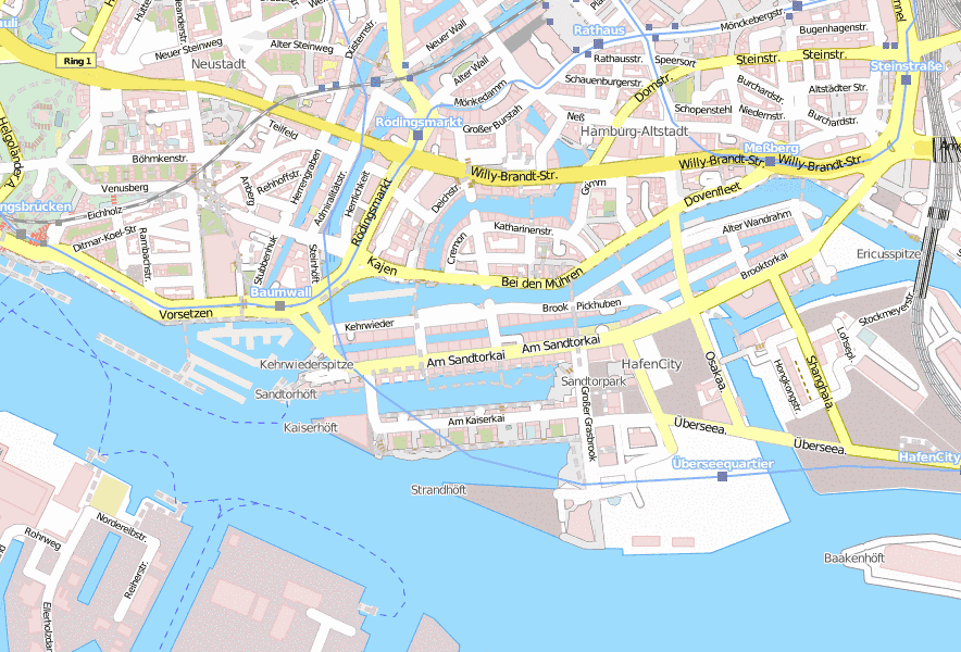 Hamburg Dungeon-Stadtplan mit Satellitenfoto und Hotels von Hamburg