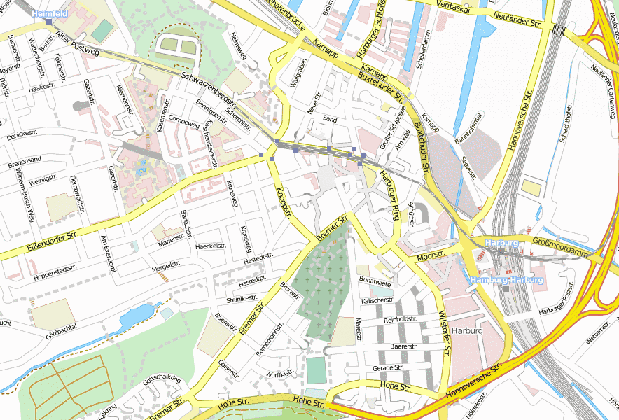 Rathaus Harburg-Stadtplan mit Luftansicht und Unterkünften von Hamburg